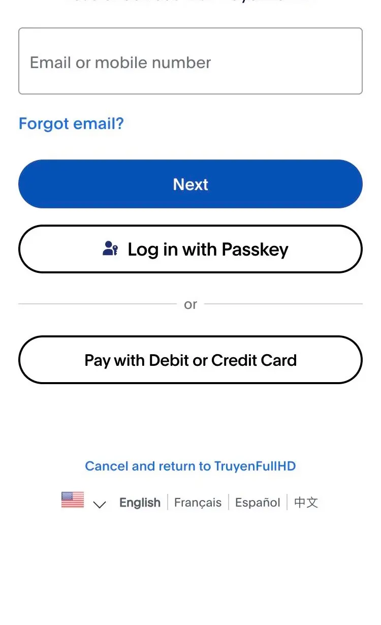 Trang PayPal: đăng nhập rồi bấm thanh toán